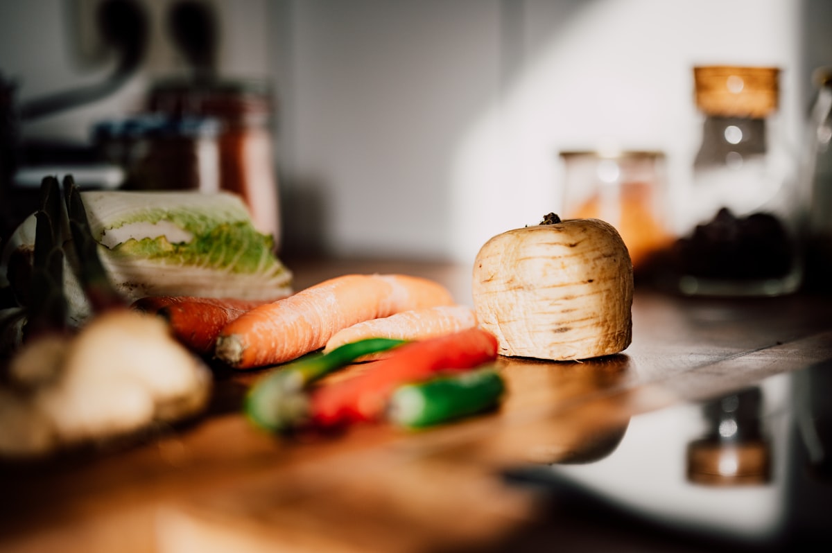 Healthy meal preparation with fresh vegetables